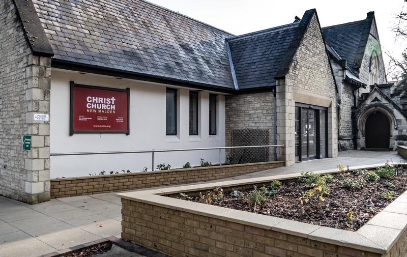 Photo showing the new entrance and flower beds