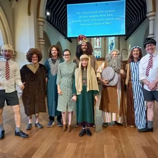God's Big Plan Service - Vicar and congregation dressed in a variety of costumes